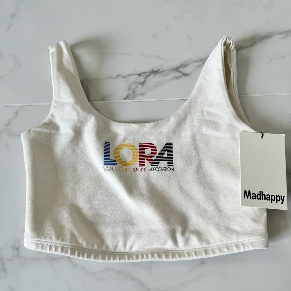 madhappy lora white sports bra top nwt